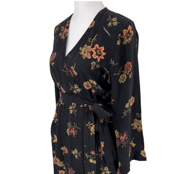 A.L.C. Wilma Wrap Short Dress in Black Floral - Picture 7 of 8